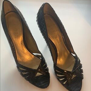 Lauren Ralph Lauren Black Textured Heels